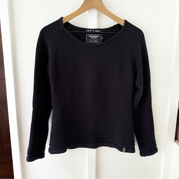 HOLEBROOK navy cotton knit sweater - Picture 1 of 5